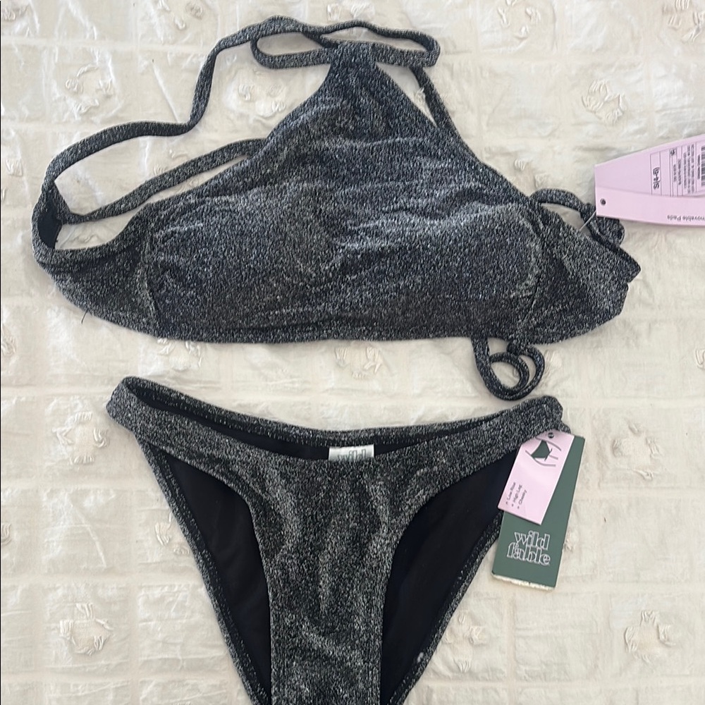 Wild Fable Women's Glitter Bikini Set - Black